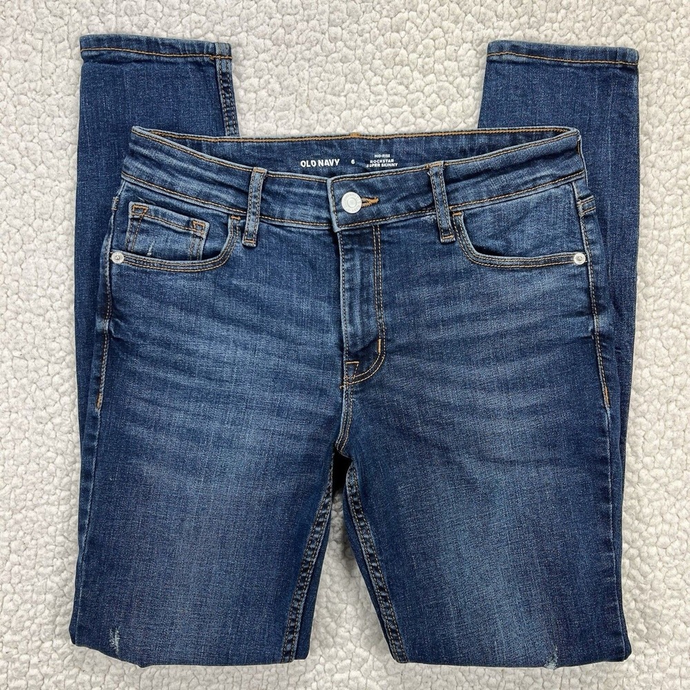 Old Navy Jeans Women's 6 (Actual 27x28.5) Blue Rockstar Super Skinny